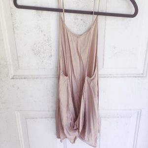 Backless Tan Spaghetti String Tank Top